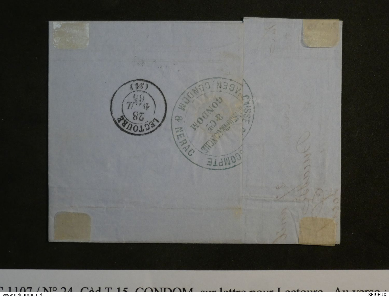 BM7  FRANCE   BELLE  LETTRE   1865  CONDOM A LECTOURE   + NAPOLEON   80C N°24 + + AFFRANC. INTERESSANT ++ - 1862 Napoléon III.