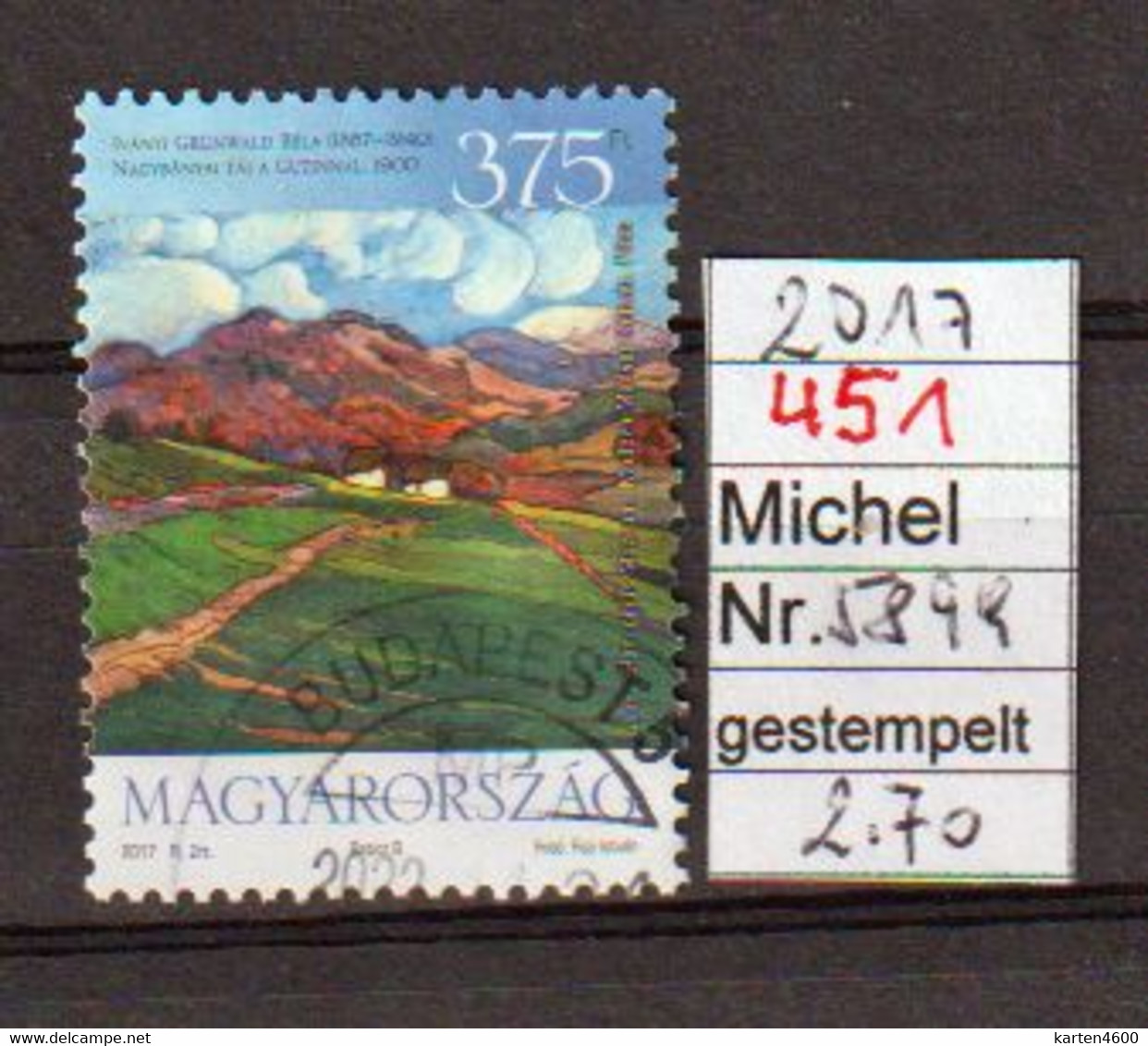 150. Geburtstag Béla Iványi Grünwald  2017  (451) - Used Stamps