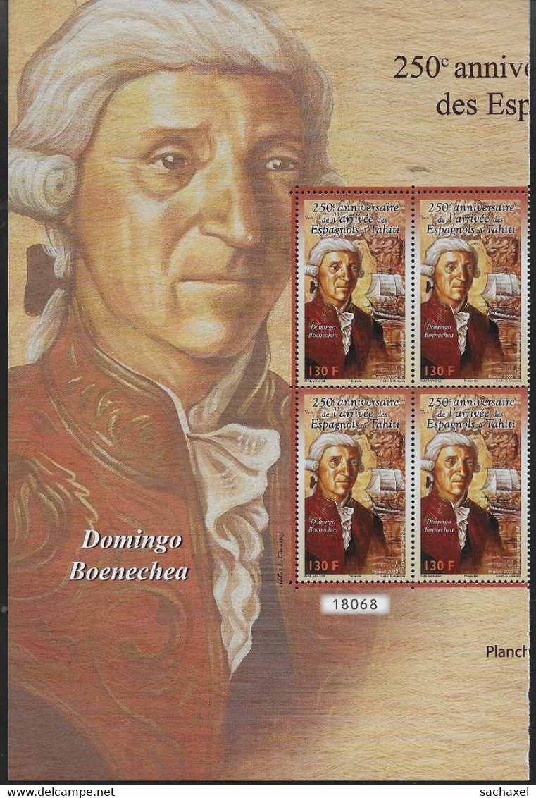 2022 Polynésie Française N°  Nf** MNH. 2 Blocs De 4 Timbres. 250 éme Anniversaire De L'arrivée Des Espagnols à Tahiti - Unused Stamps