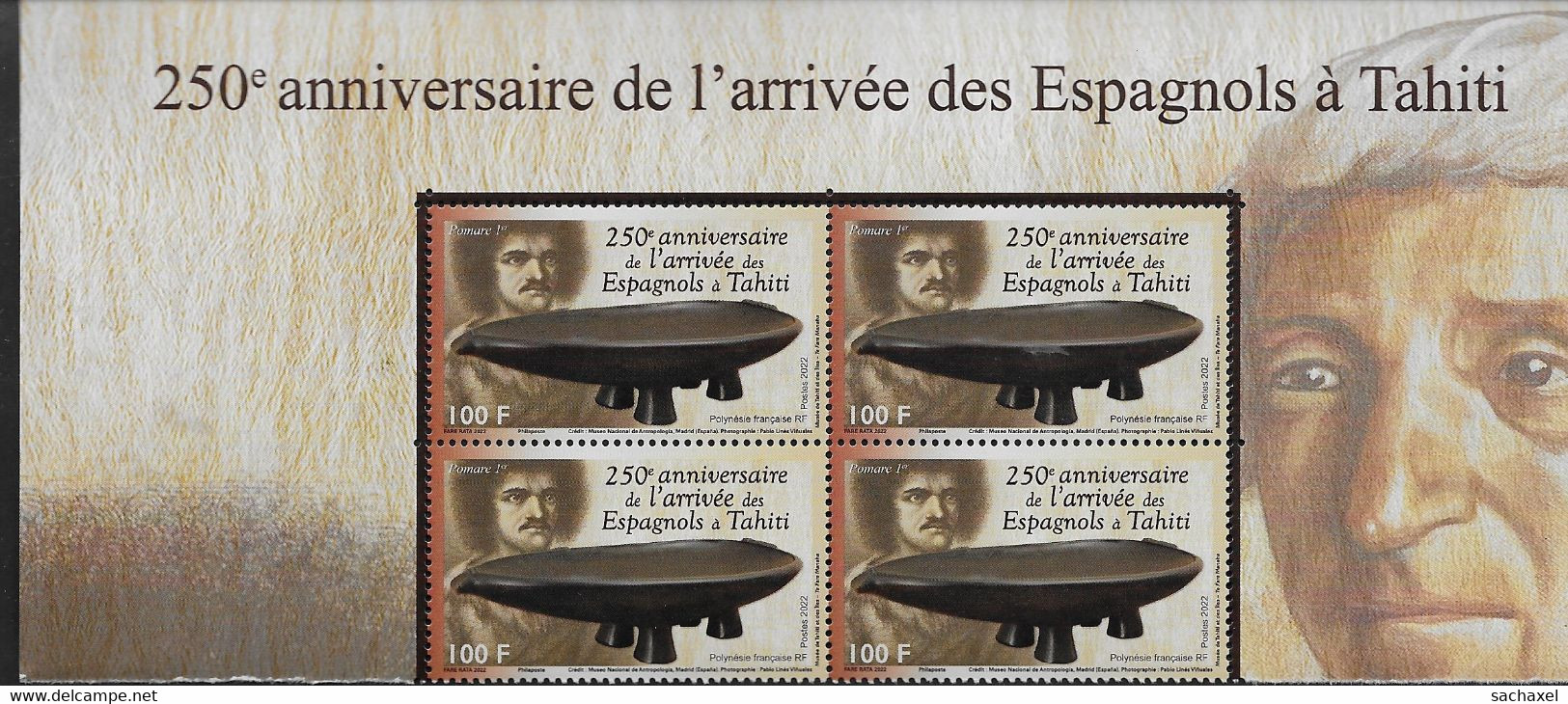 2022 Polynésie Française N°  Nf** MNH. 2 Blocs De 4 Timbres. 250 éme Anniversaire De L'arrivée Des Espagnols à Tahiti - Unused Stamps