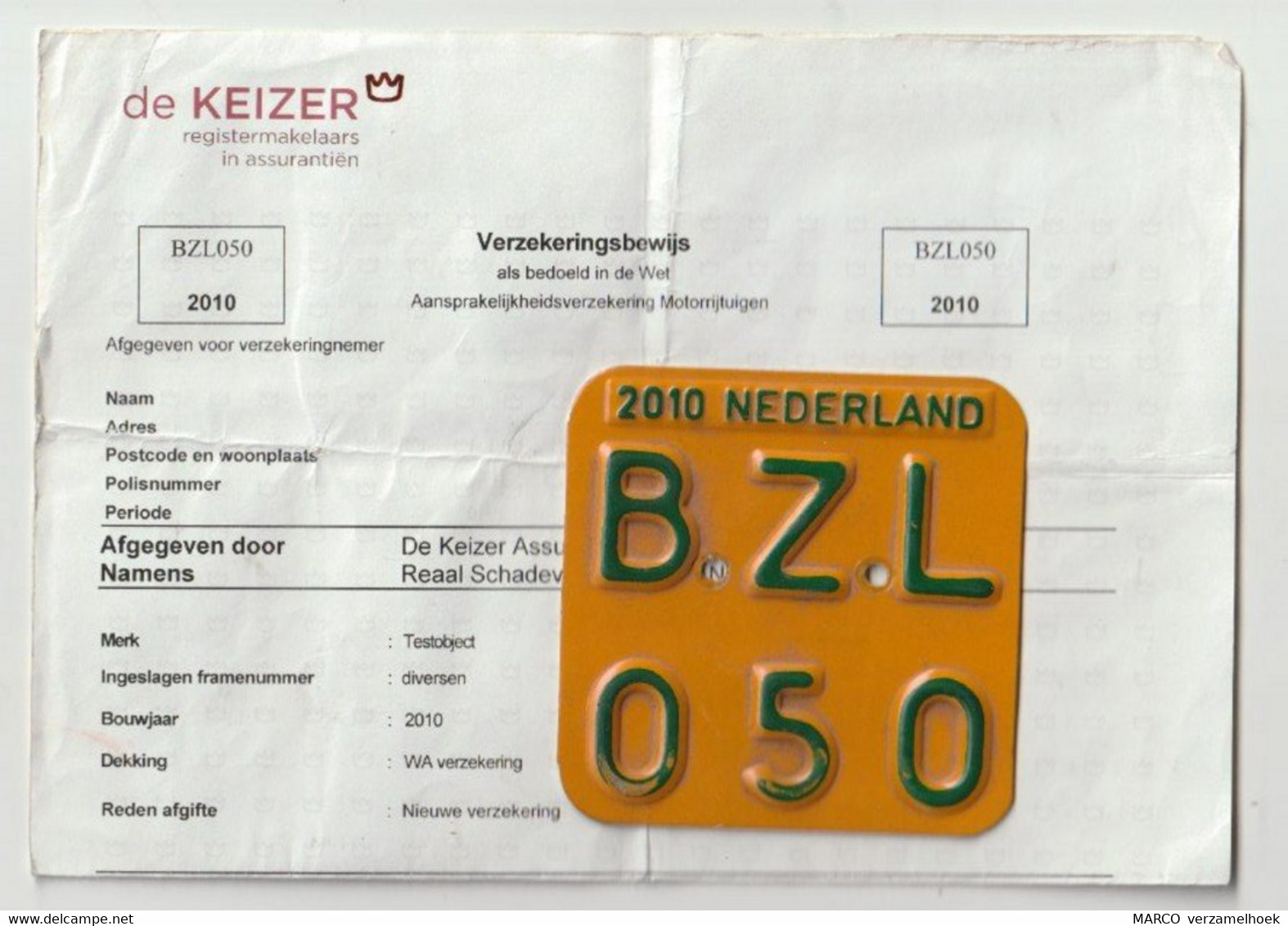 License Plate-nummerplaat-Nummernschild Moped-wheelchair Nederland-the Netherlands 2010 - Nummerplaten