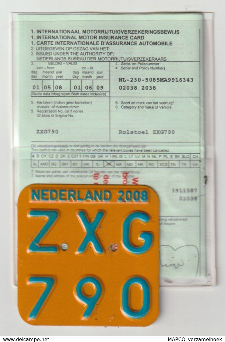 License Plate-nummerplaat-Nummernschild Moped-wheelchair Nederland-the Netherlands 2008 - Kennzeichen & Nummernschilder