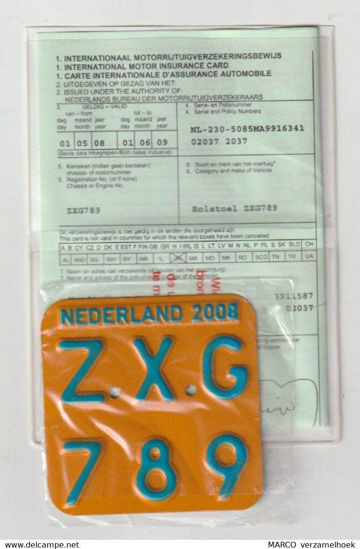License Plate-nummerplaat-Nummernschild Moped-wheelchair Nederland-the Netherlands 2008 - Plaques D'immatriculation