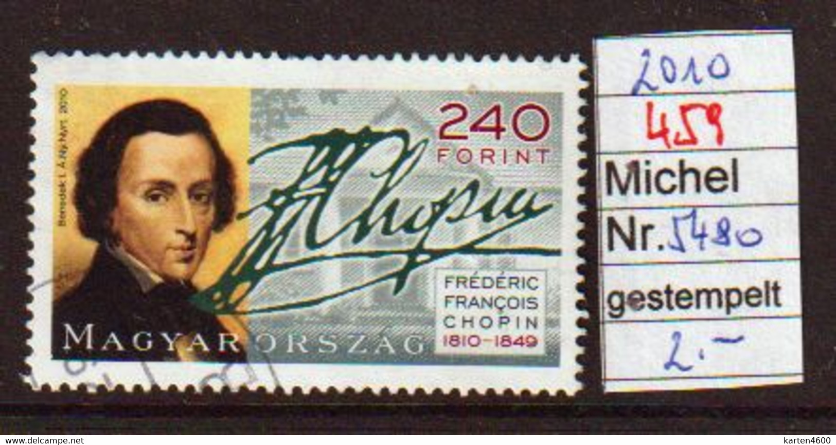 200. Geburtstag Fryderyk Chopin  2010  (459) - Used Stamps