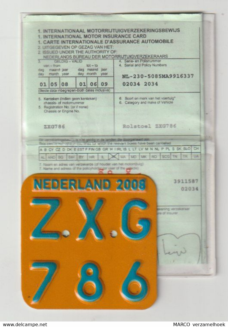 License Plate-nummerplaat-Nummernschild Moped-wheelchair Nederland-the Netherlands 2008 - Plaques D'immatriculation