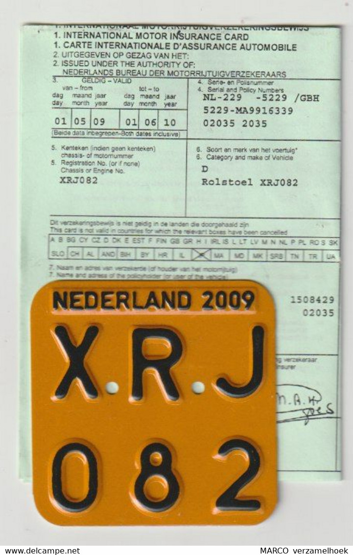 License Plate-nummerplaat-Nummernschild Moped-wheelchair Nederland-the Netherlands 2009 - Kennzeichen & Nummernschilder