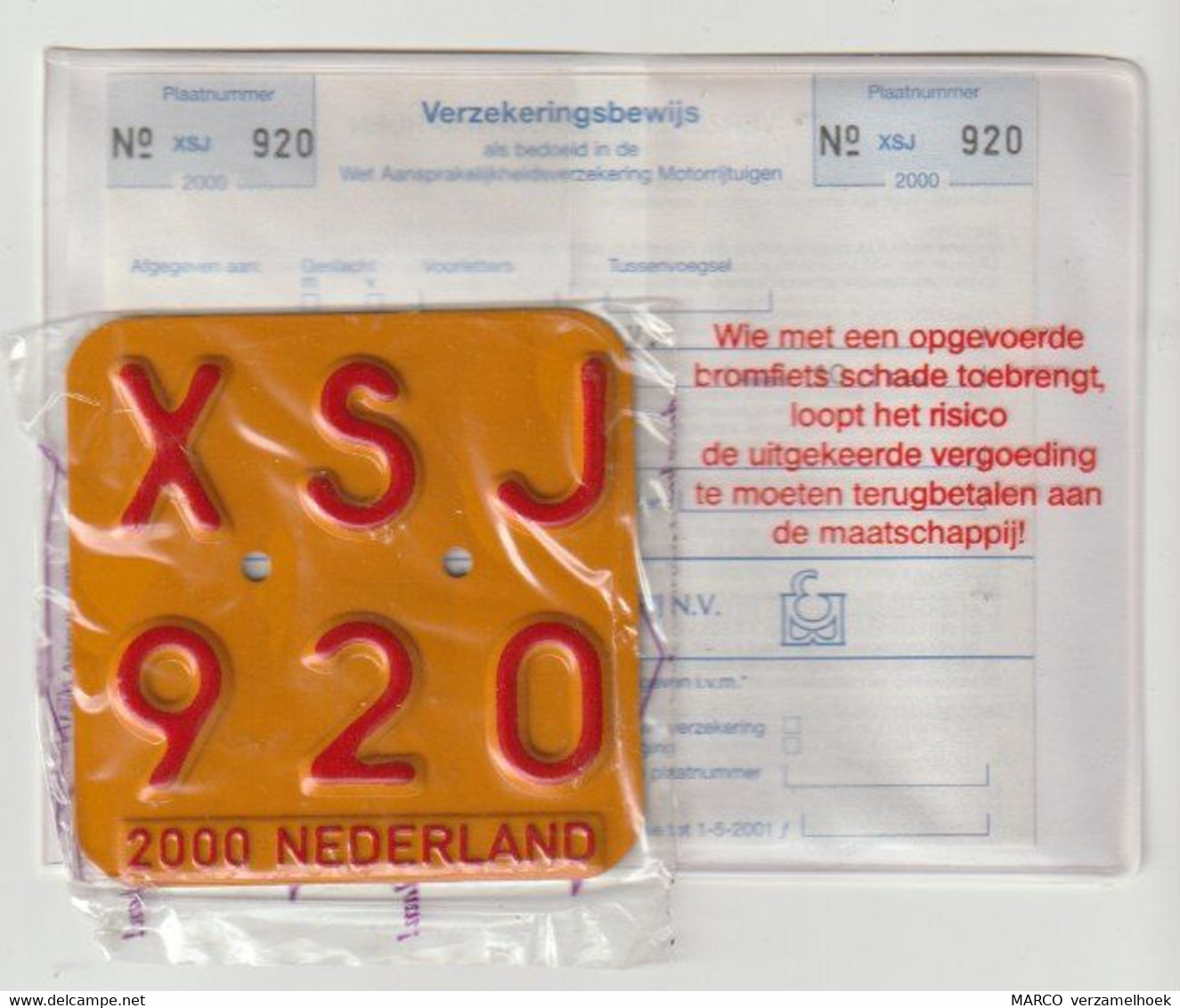License Plate-nummerplaat-Nummernschild Moped-wheelchair Nederland-the Netherlands 2000 - Plaques D'immatriculation