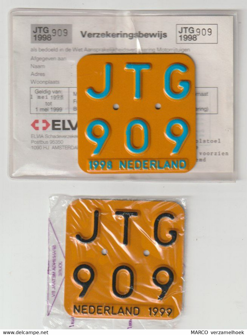 License Plate-nummerplaat-Nummernschild Moped-wheelchair Nederland-the Netherlands 1998 En 1999 - Plaques D'immatriculation