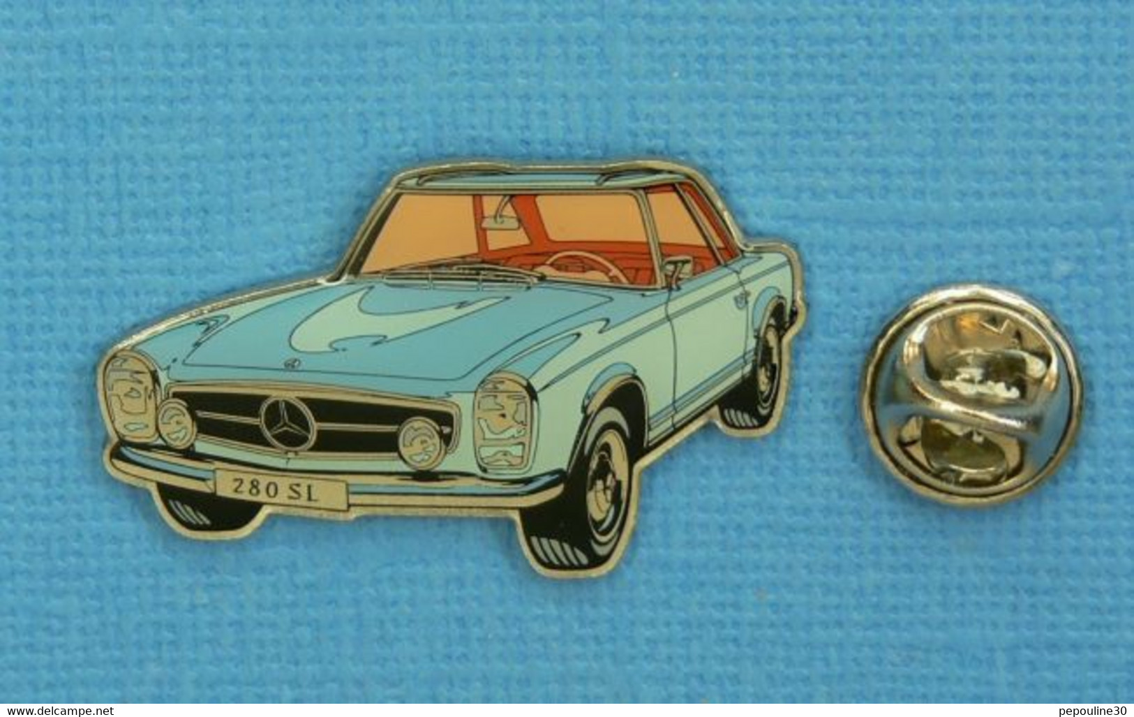 1 PIN'S //  ** MERCEDES 280 SL 170ch / 1971 / BLEUE ** . (Made In Germany) - Mercedes