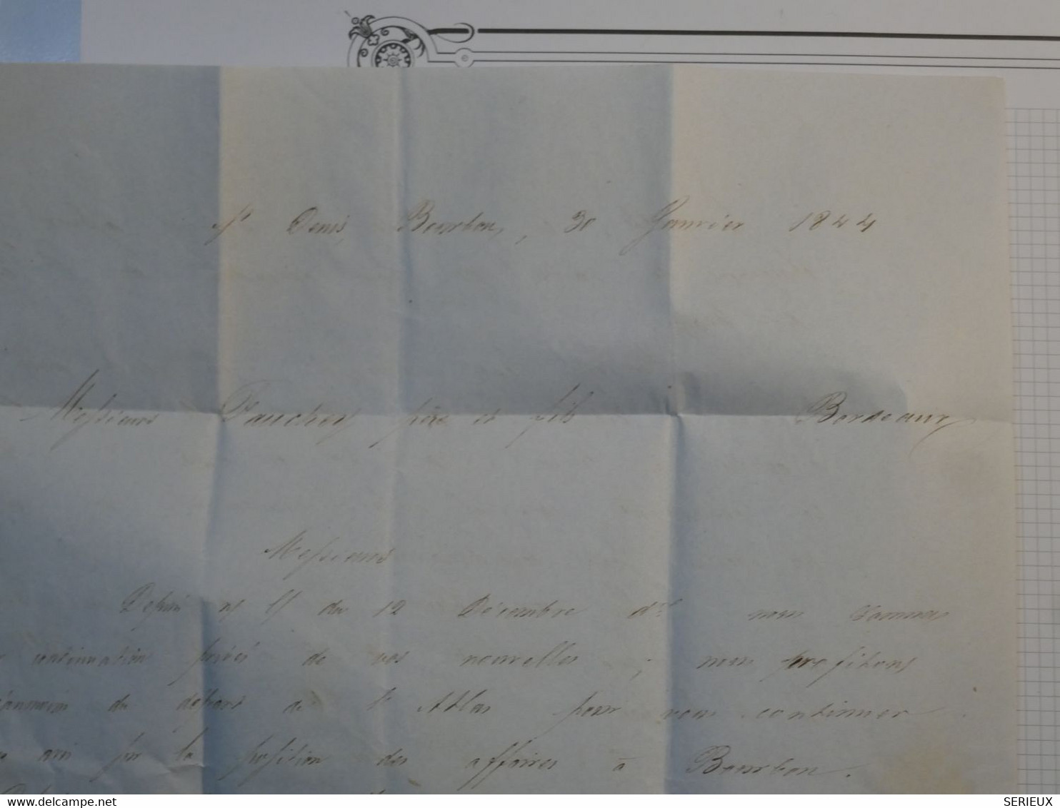 BM7  REUNION   BELLE  LETTRE  RR  1844  ST DENIS   A  BORDEAUX   FRANCE + + AFFRANCH. INTERESSANT ++ - Andere & Zonder Classificatie