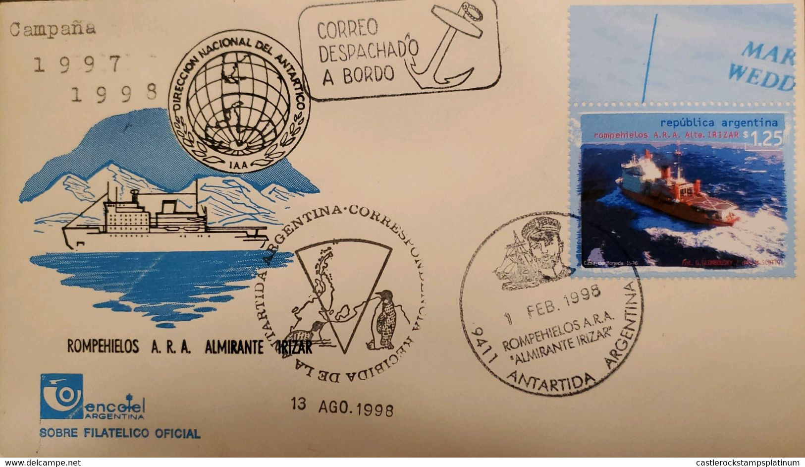 A) 1996, ARGENTINA, ICEBREAKER SHIP, MAIL DELIVERED ON BOARD, ARGENTINE PRESENCE IN ANTARCTICA, XF - Covers & Documents