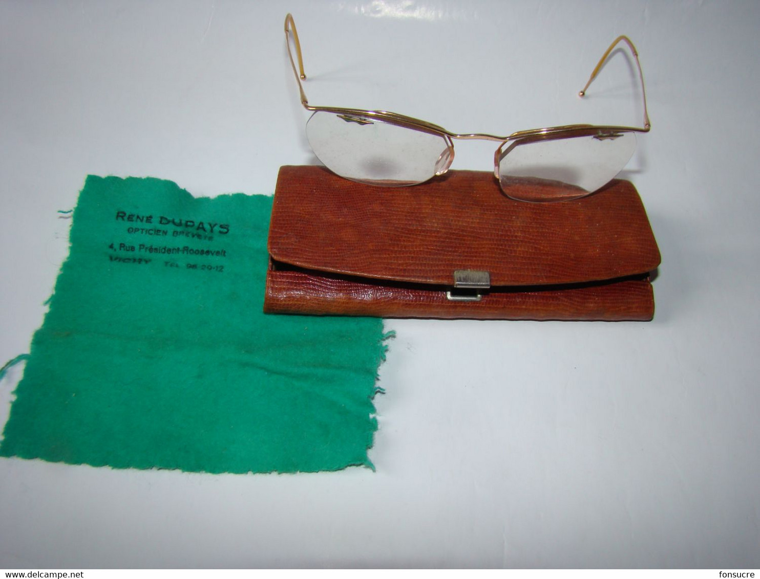 Ancienne Lunette René DUPAYS Optique Opticien à Vichy Monture Fine Et Dorée + Boite étui - Glasses