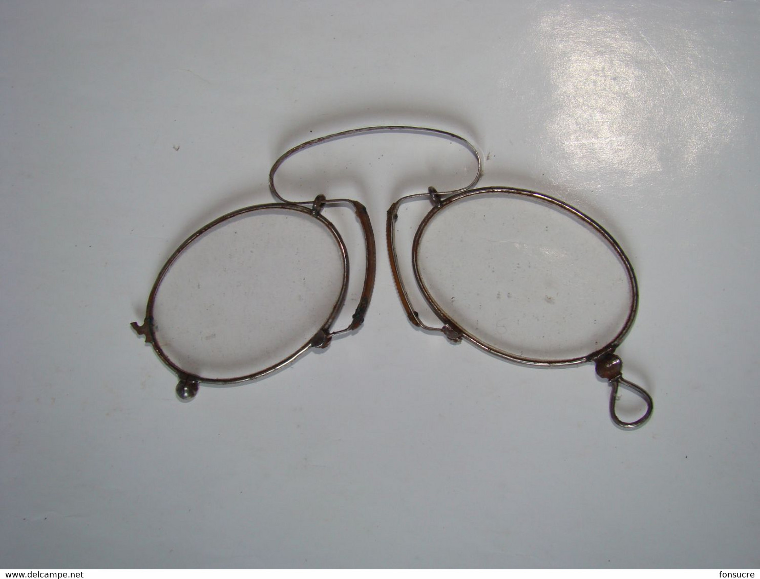 Ancienne Lunette Binocle Pince-nez + Etui En Cuir - Lunettes