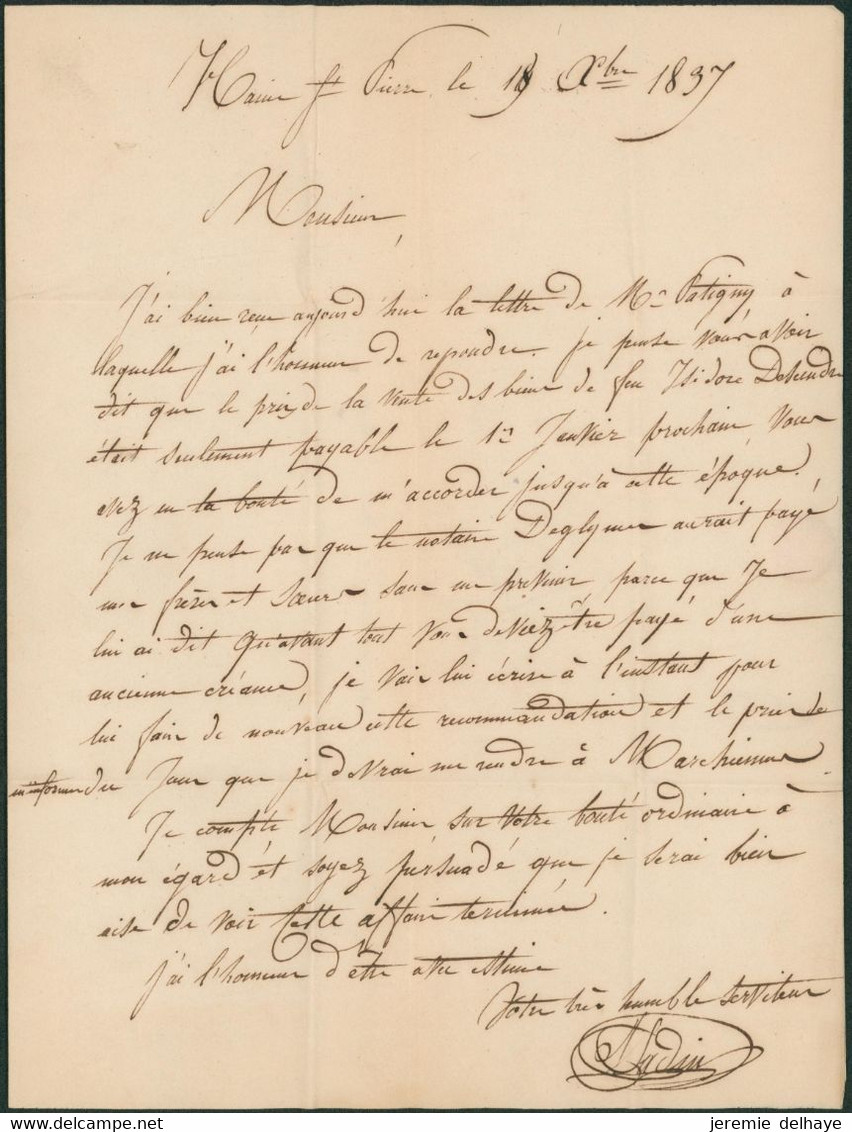 Précurseur - LAC + Cachet Dateur à Perles T13 "Binche" + Boite Rurale "H" (Haine-St-Pierre) > Fontaine-l'évêque - 1830-1849 (Belgique Indépendante)