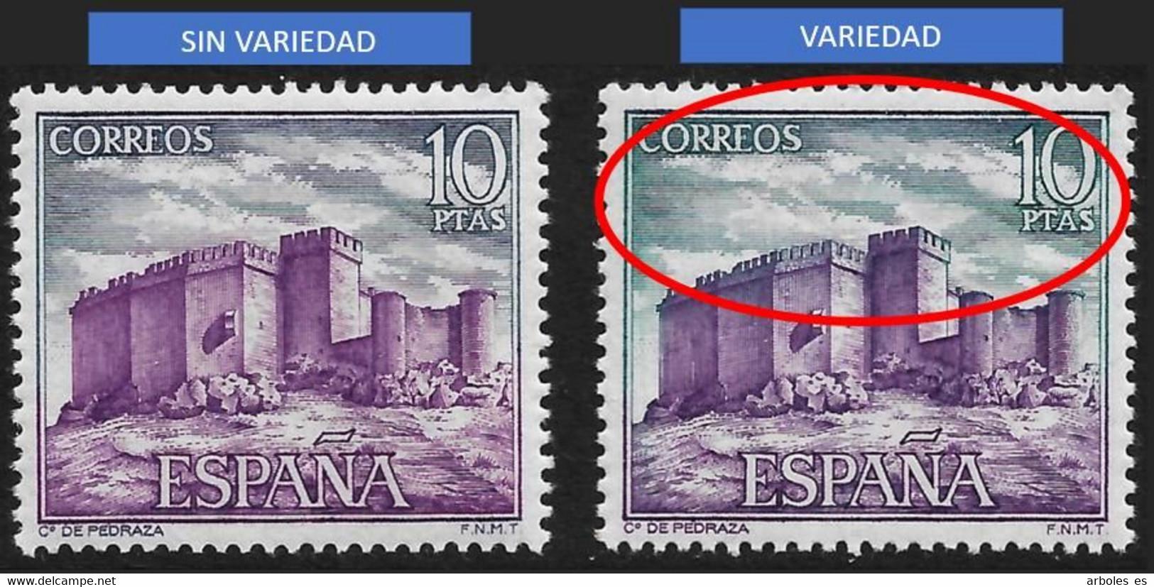 CASTILLOS ESPAÑA - AÑO 1972 - Nº EDIFIL 2097a - VARIEDAD - Plaatfouten & Curiosa