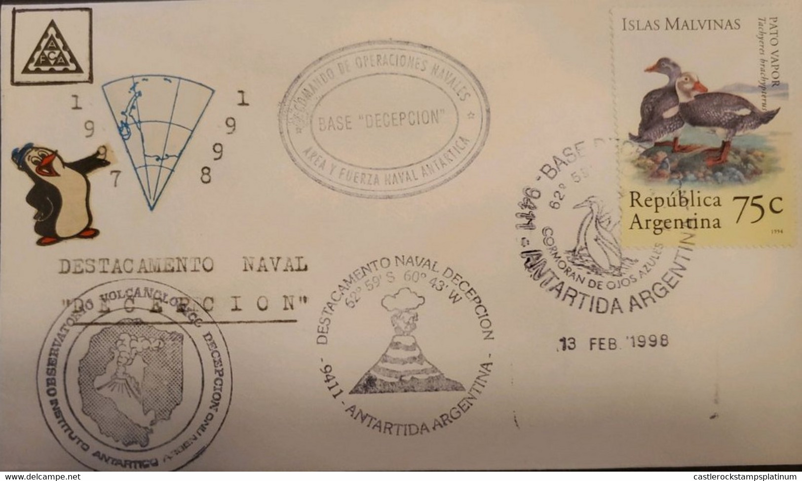 A) 1988, ARGENTINA, ANTARCTICA, DECEPTION NAVAL DETACHMENT, FALKLAND ISLANDS, DUCKS, VARIOUS CANCELLATIONS, XF - Covers & Documents