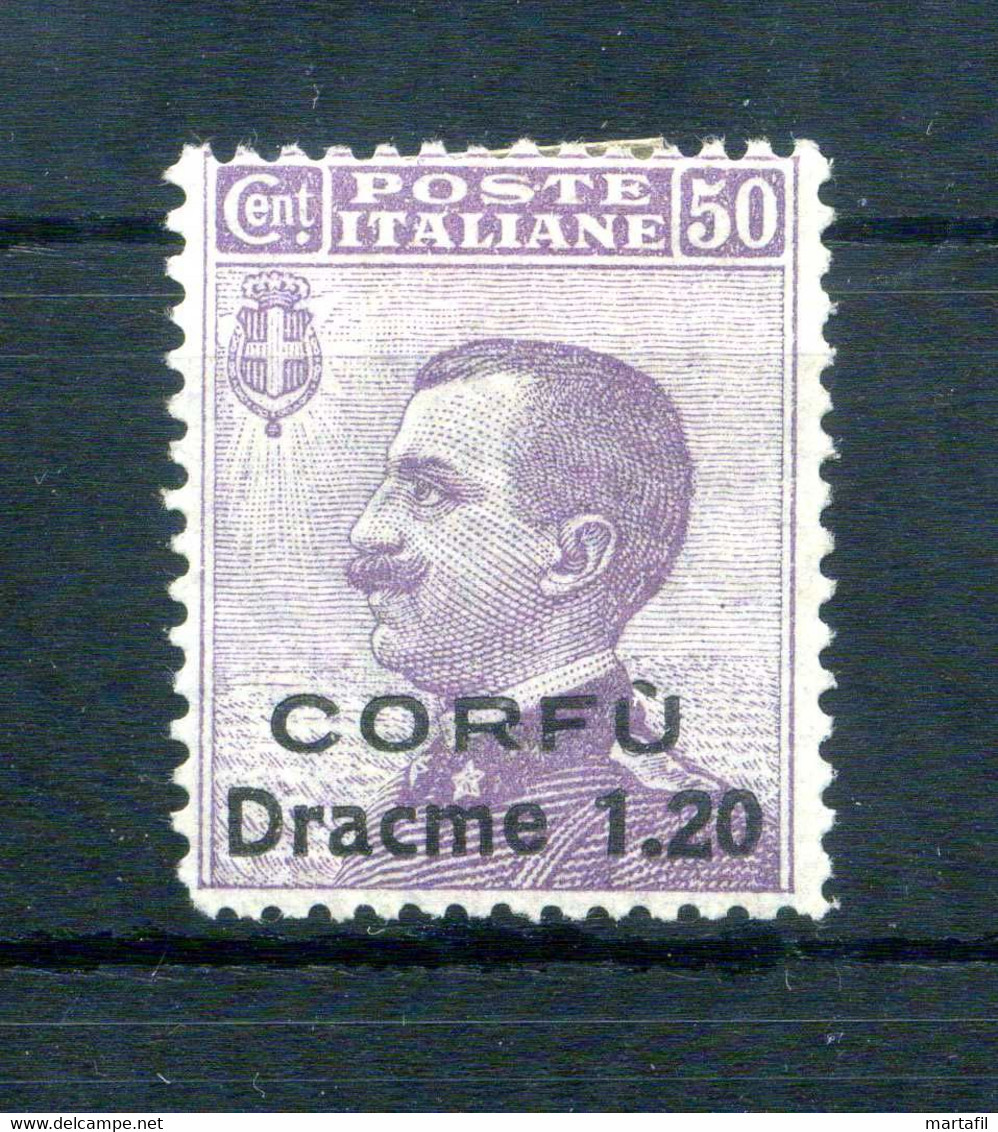 1923 CORFU' N.10 *, Francobollo D'Italia Sovrastampato, 1,20 Dracme Su 50 Centesimi Violetto (85) - Corfou