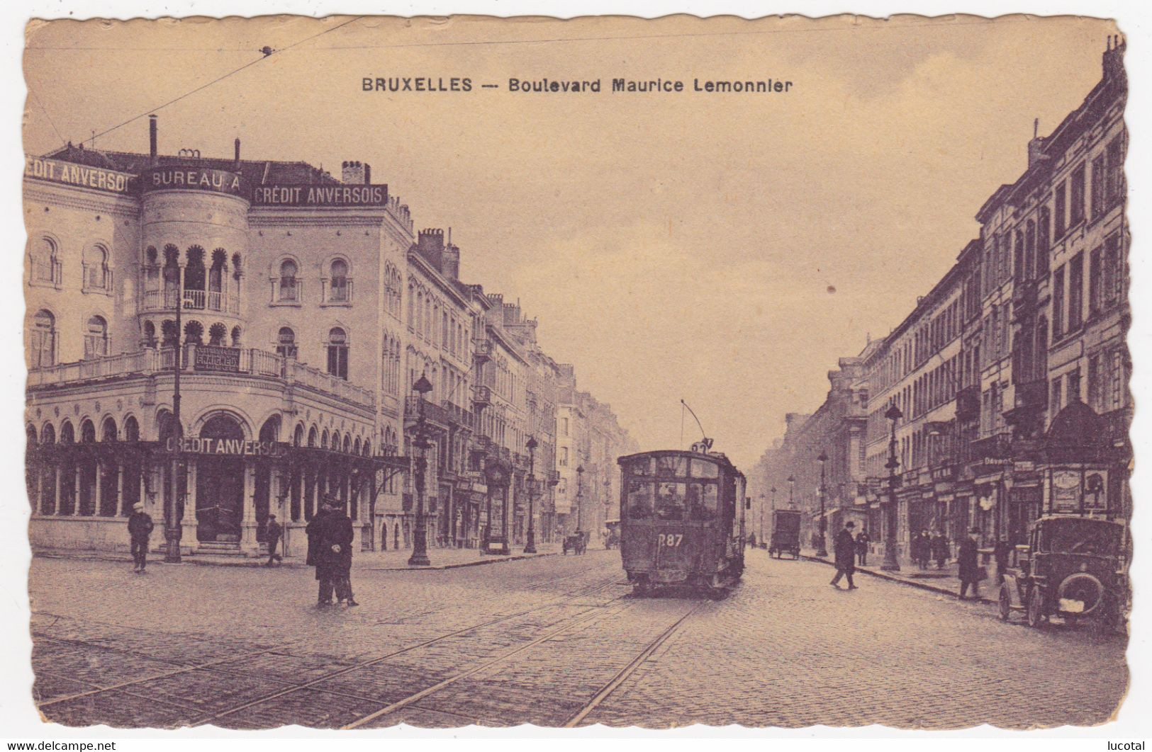 Bruxelles - Boulevard Maurice Lemonnier - Tram - Au Verso Publicité Cartes Pstales M. Moorthamers - Transport Urbain En Surface