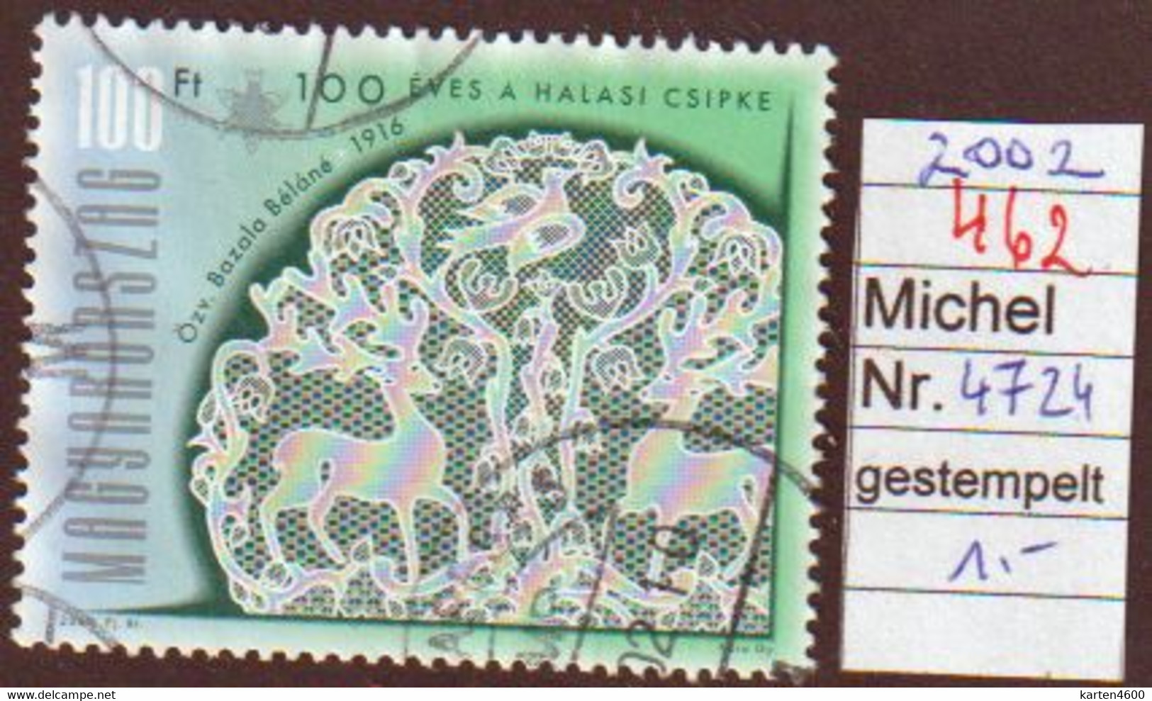 100 Jahre Spitze Aus Halas 2002   (462) - Used Stamps