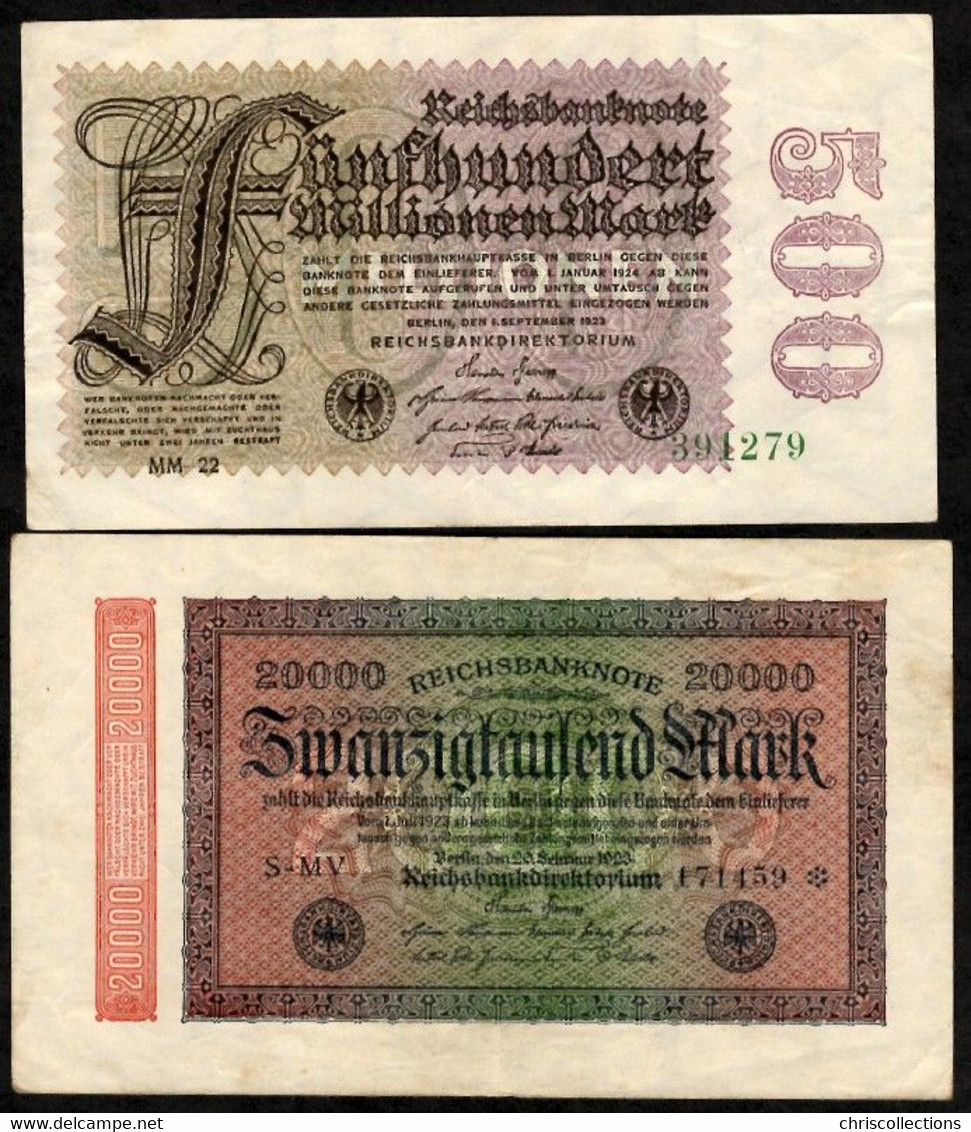 MONDE - Lot De 7 Billets Allemands - Collezioni