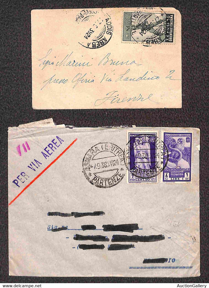 Colonie - Africa Orientale Italiana - Due Buste + Due Cartoline Da Addis Abeba (2) Asmara E Gimma - Affrancature Diverse - Autres & Non Classés