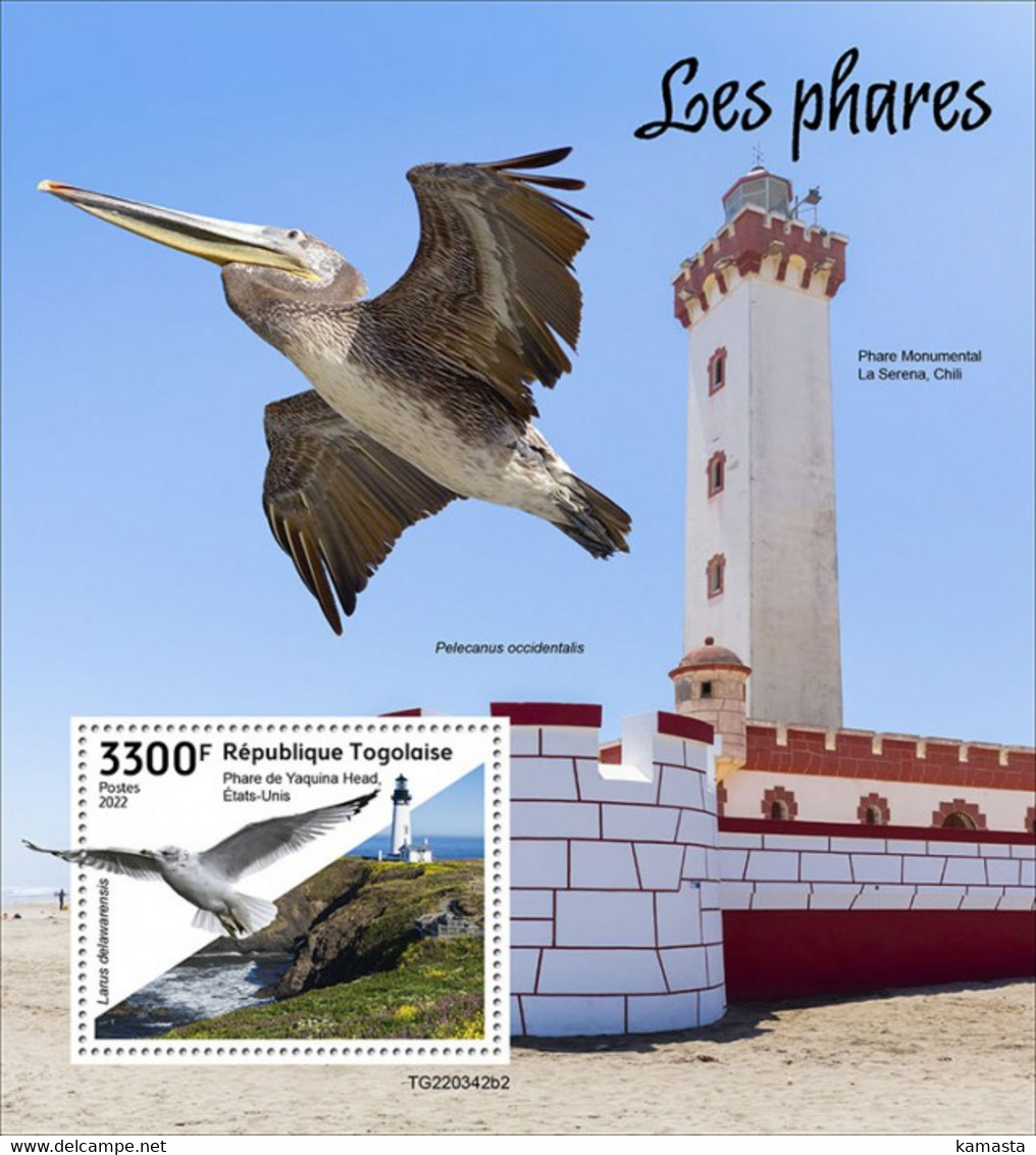 Togo  2022 Lighthouses. Pelicans. (342b2) OFFICIAL ISSUE - Pélicans