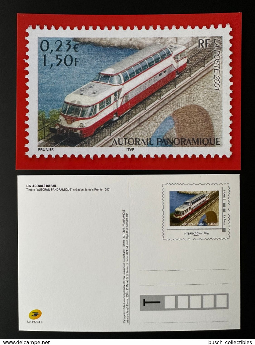 France 2021 Stationery Carte Postale Entier Ganzsache Train Eisenbahn Railways Légendes Du Rail Autorail Panoramique - Sonderganzsachen