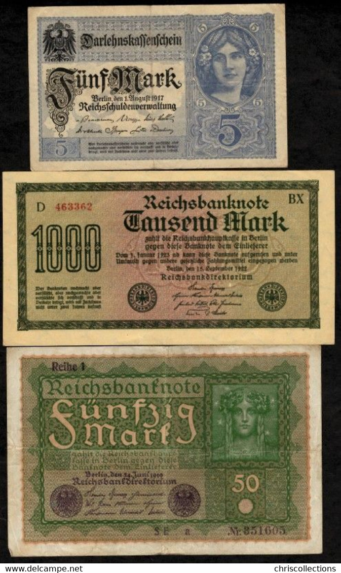 MONDE - Lot De 7 Billets Allemands - Collezioni