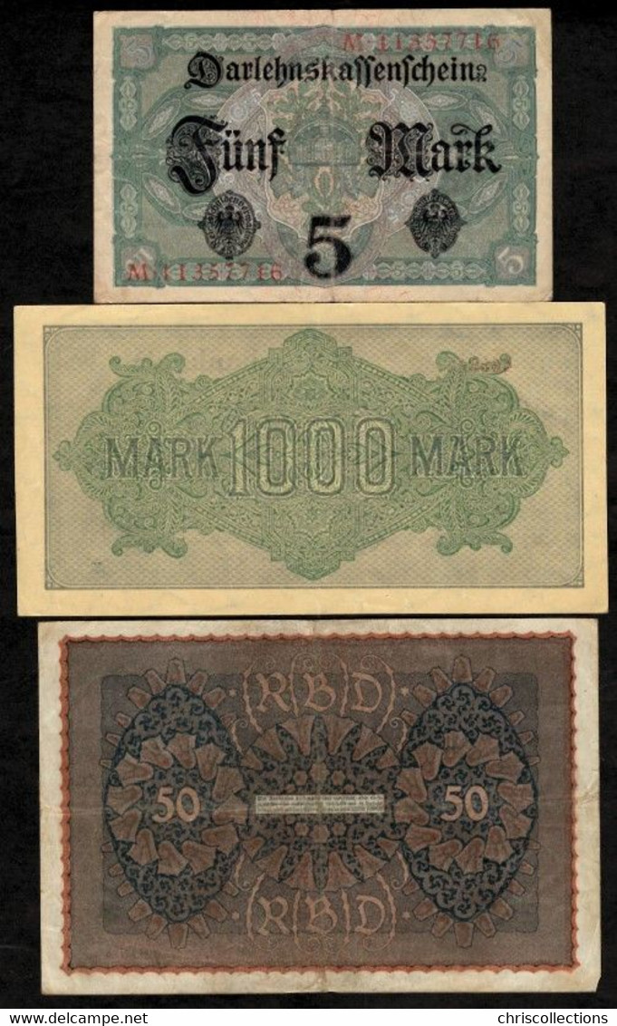 MONDE - Lot De 7 Billets Allemands - Collections