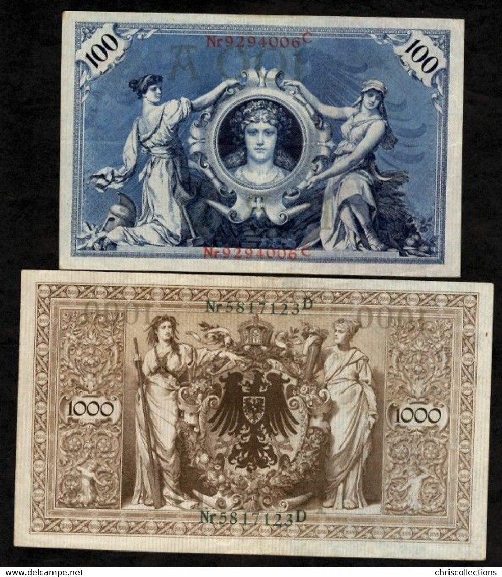 MONDE - Lot De 7 Billets Allemands - Collections