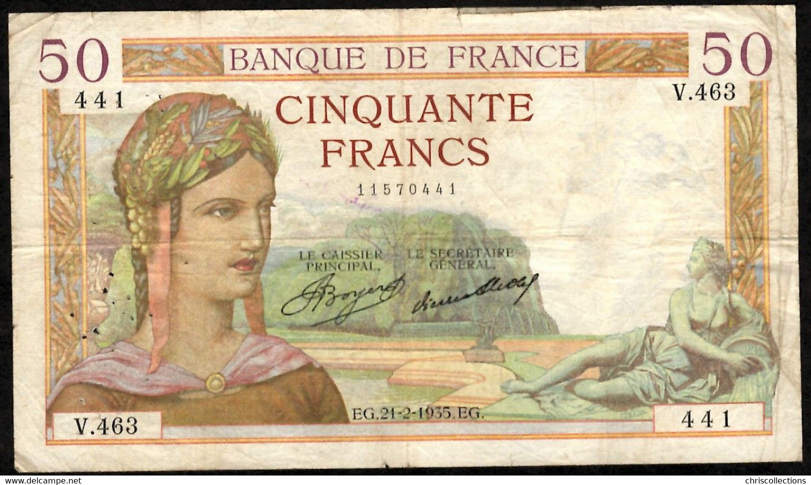 FRANCE -  50 Francs CERES - 21.2.1935 - F: 17/4 - TB - V.463 - 50 F 1934-1940 ''Cérès''