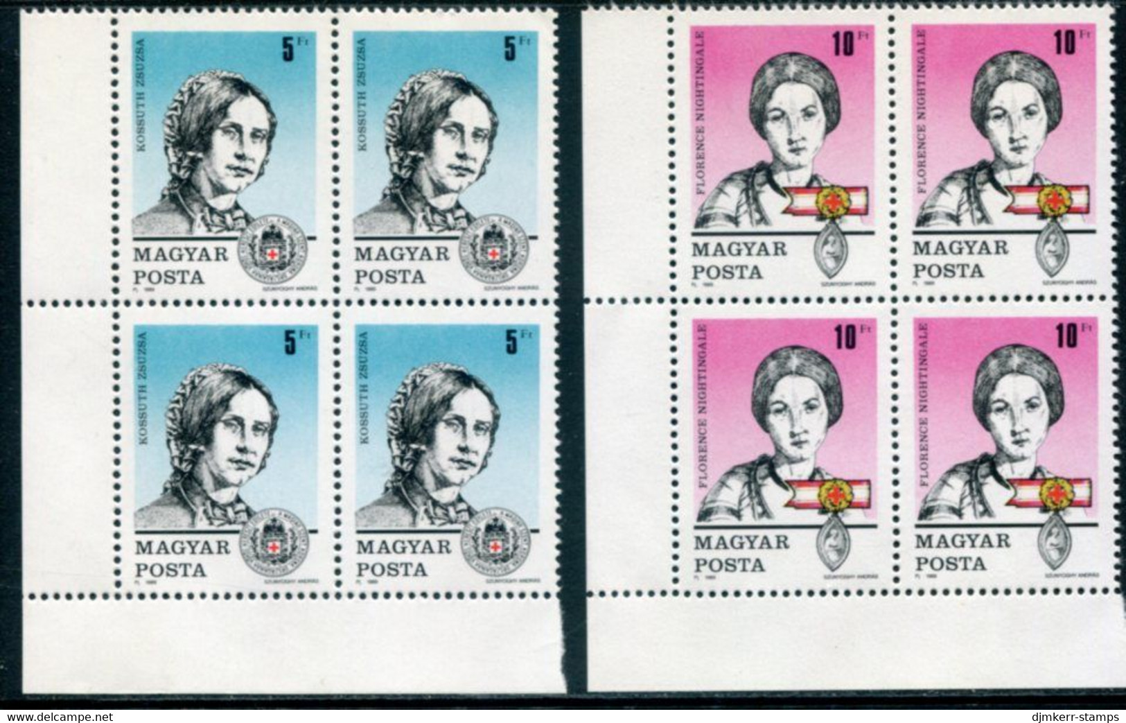 HUNGARY 1989 Stamp Day: Famous Women Blocks Of 4  MNH / **.  Michel 4048-49 - Nuevos