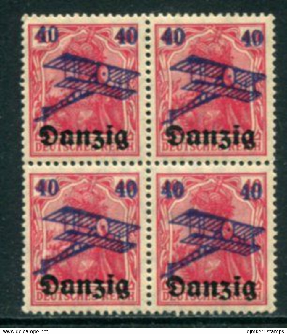 DANZIG 1920 Airmail Surcharge 40 On 40 Pf. Block Of 4 MNH / **.  Michel 50 - Postfris