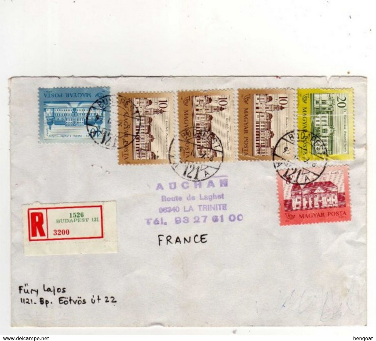 Lettre Recommandée , Registered Cover Du 09/01/95 De  Budapest Pour La France - Briefe U. Dokumente