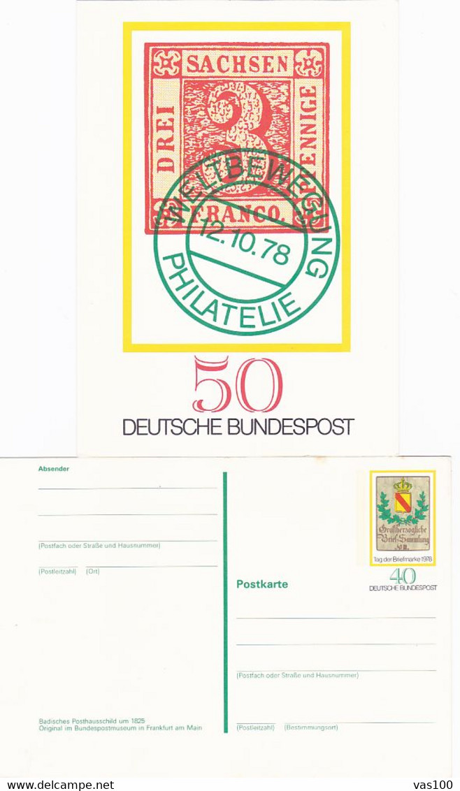 WORLD PHILATELIC MOVEMENT, STAMP PICTURE, PC STATIONERY, ENTIER POSTAL, 1978, GERMANY - Postkarten - Ungebraucht