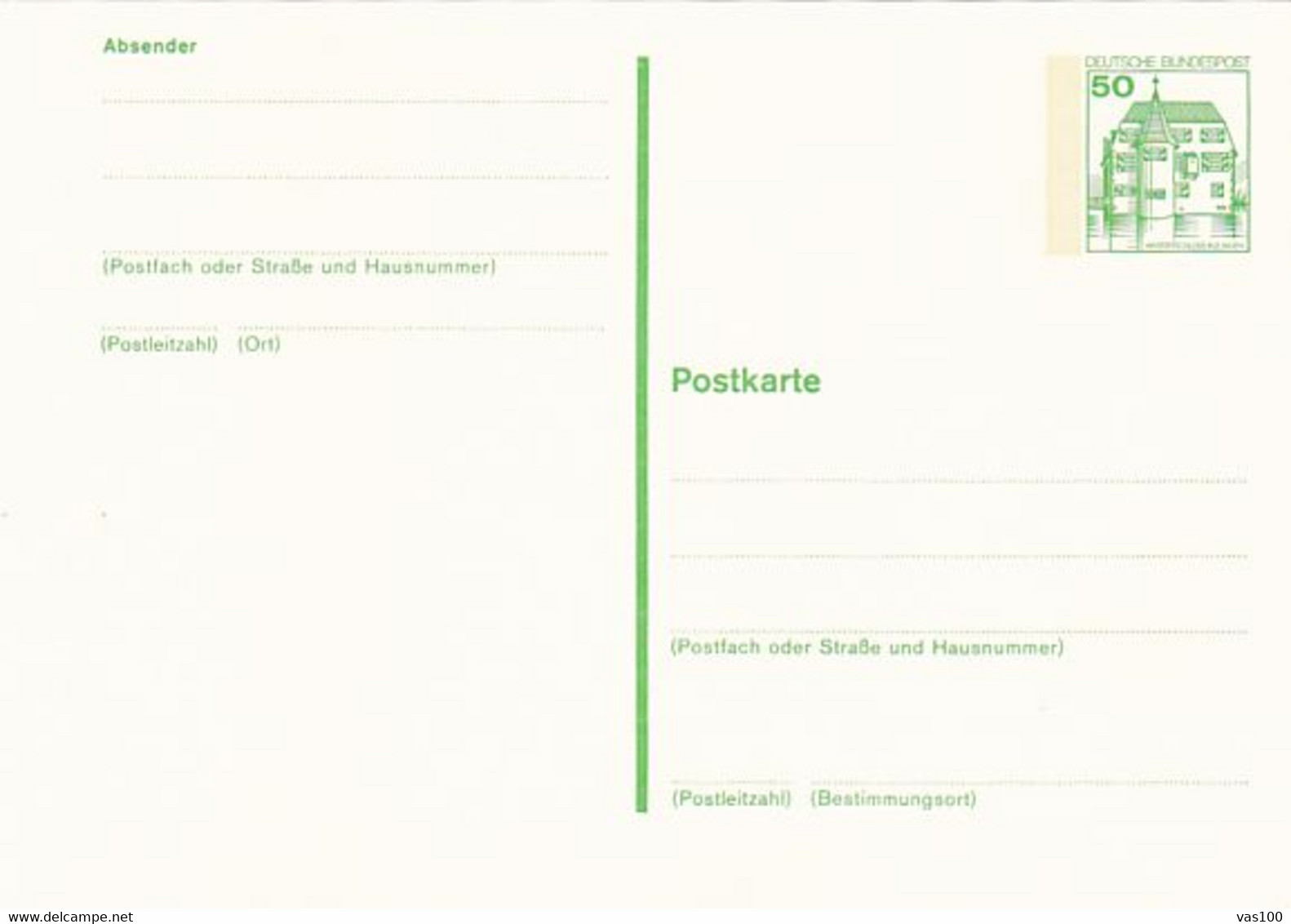 CASTLE, PC STATIONERY, ENTIER POSTAL, UNUSED, GERMANY - Postkaarten - Ongebruikt