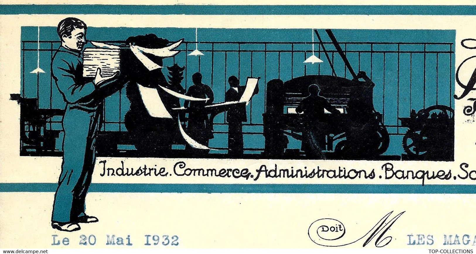 1932 SUPERBE ENTETE Ateliers Portailler Fr. IMPRIMERIE PAPIERS  PAPETERIE Roanne Loire Pour Roanne  B.E. V. SCANS - 1900 – 1949