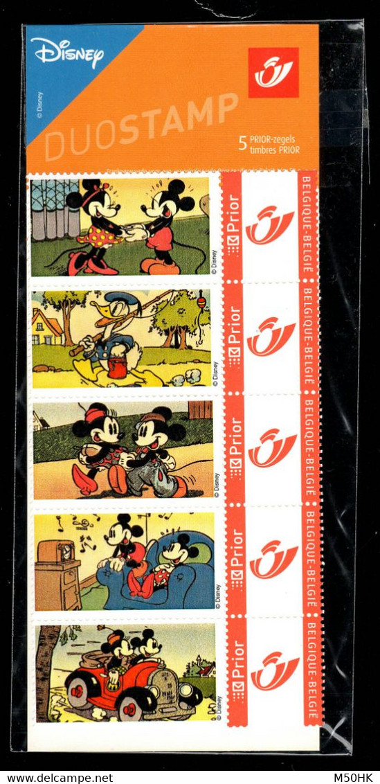 Belgique - Duostamp - Disney , Mickey - Neuf , Feuillet Complet De 5 Timbres Sous Blister D'origine - Andere & Zonder Classificatie