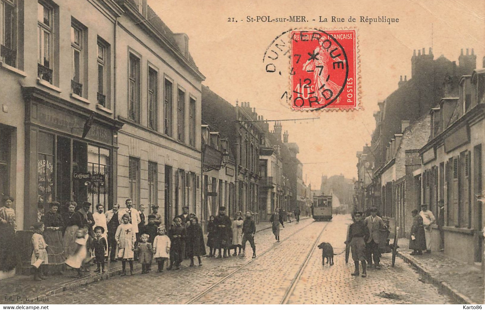 St Pol Sur Mer * La Rue De La République * Débit De Tabac Tabacs TABAC  * Enfants Villageois - Saint Pol Sur Mer