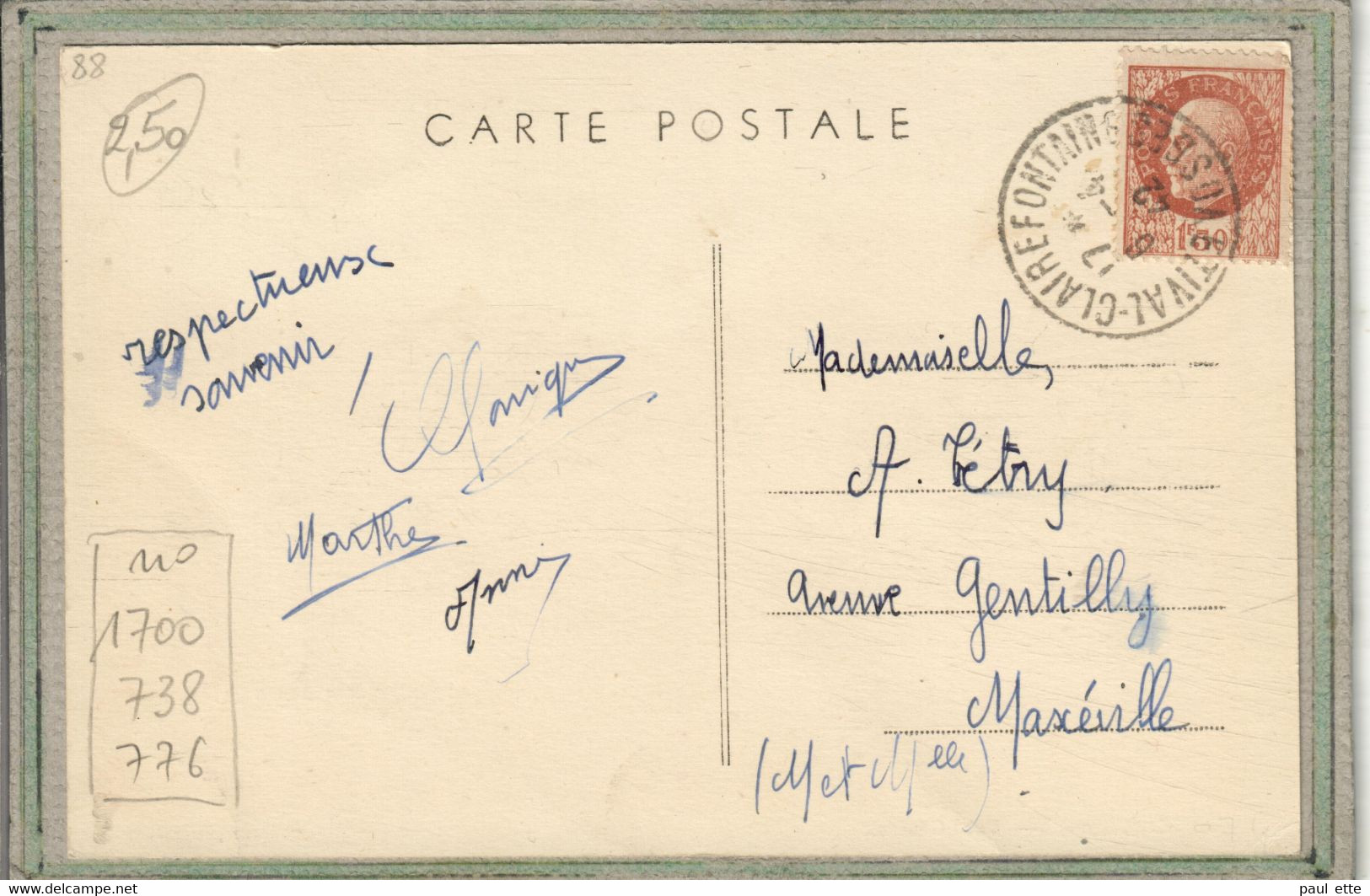 CPA - (88) ETIVAL - Aspect Du Bourg En Vue Générale En 1942 - Etival Clairefontaine