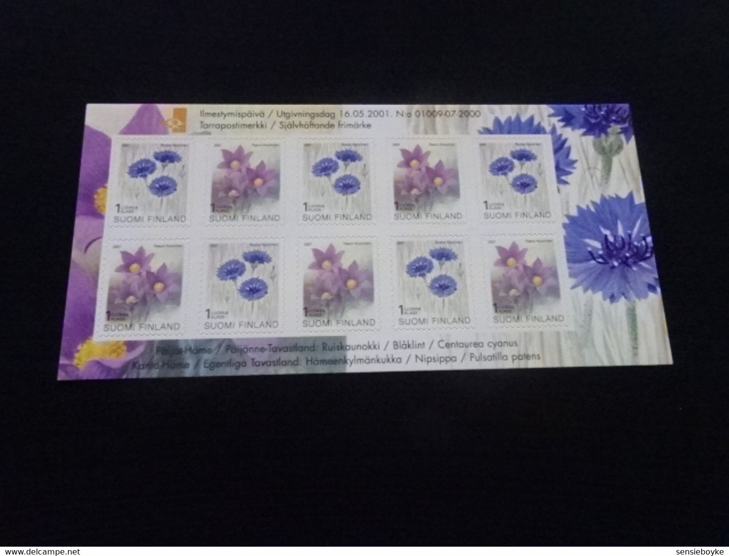 M12997 - Sheet Self-adhesive Finland 2001 - Blue Cornflower And Pulsatilla Patens - Unused Stamps