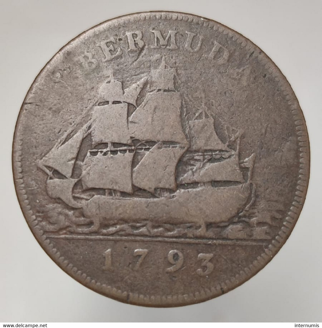 Bermudes / Bermuda, 1 Penny, 1793, Cuivre (Copper), TB (F), KM#5 - Bermuda