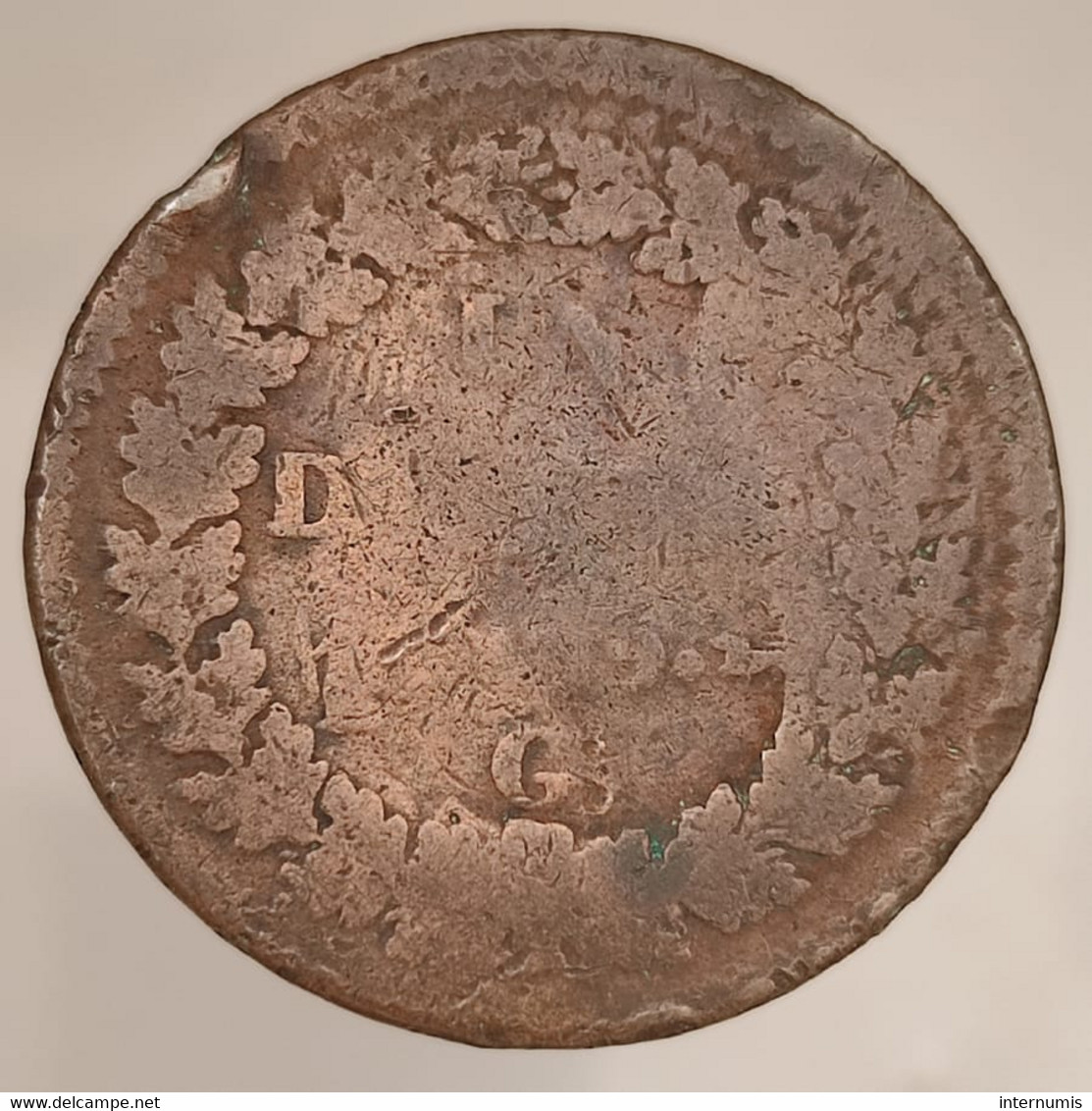 France, 1 Décime, An 9 - G, Geneve, Cuivre (Copper), Gad.187a, F.129/45 - 1 Décime