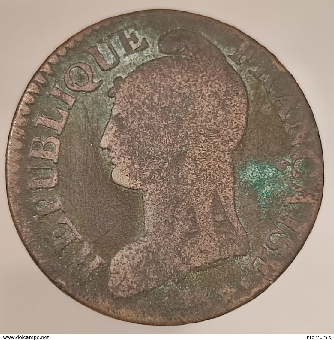 France, 5 Centimes, AN 5 - W, Cuivre (Copper), B (VG), Gad.126 - 1795-1799 Direktorium