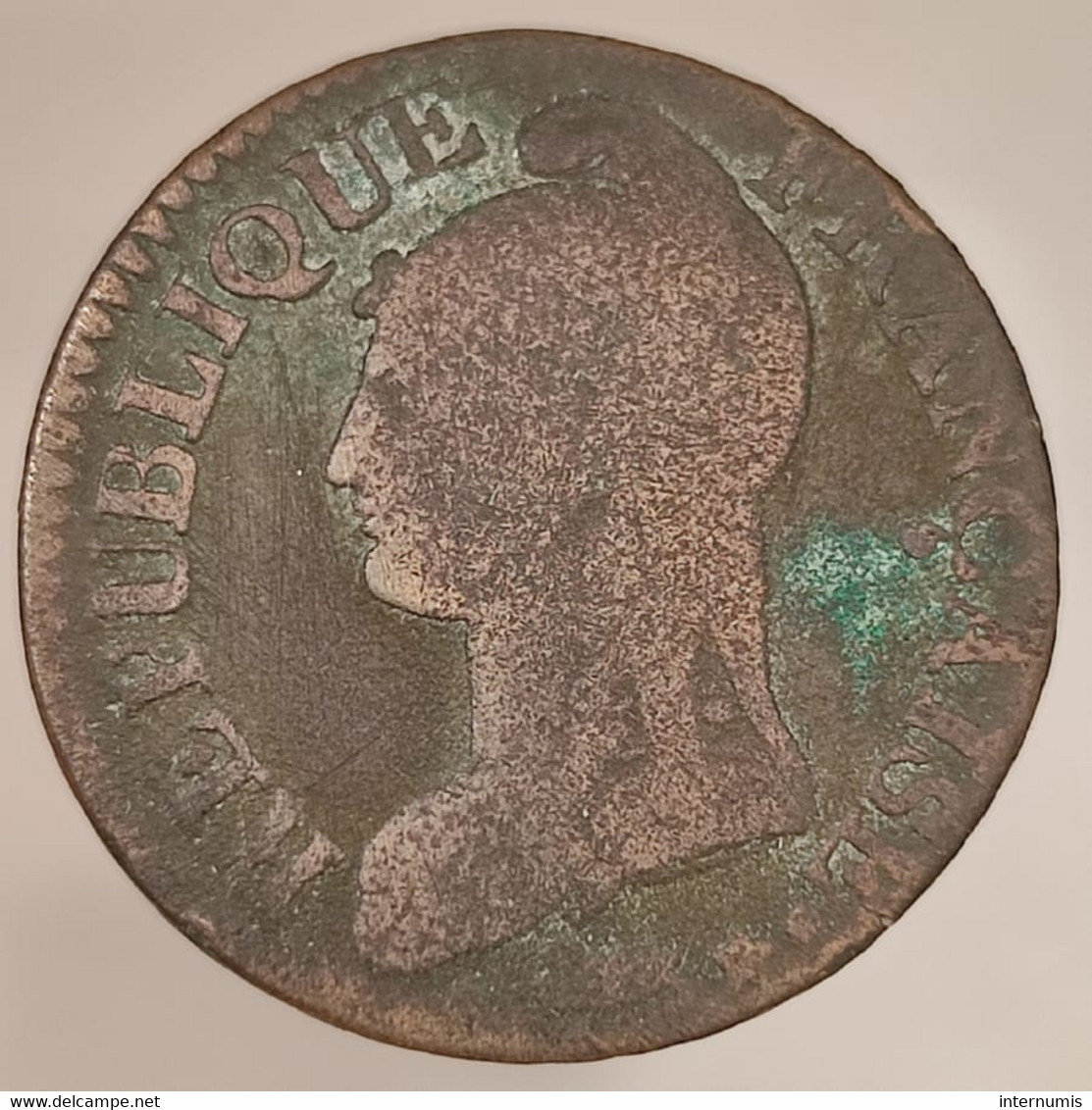 France, 5 Centimes, AN 5 - W, Cuivre (Copper), B (VG), Gad.126 - 1795-1799 French Directory