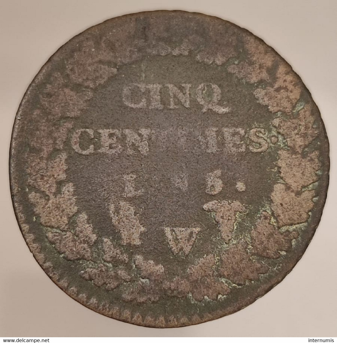 France, 5 Centimes, AN 5 - W, Cuivre (Copper), B (VG), Gad.126 - 1795-1799 Directorio