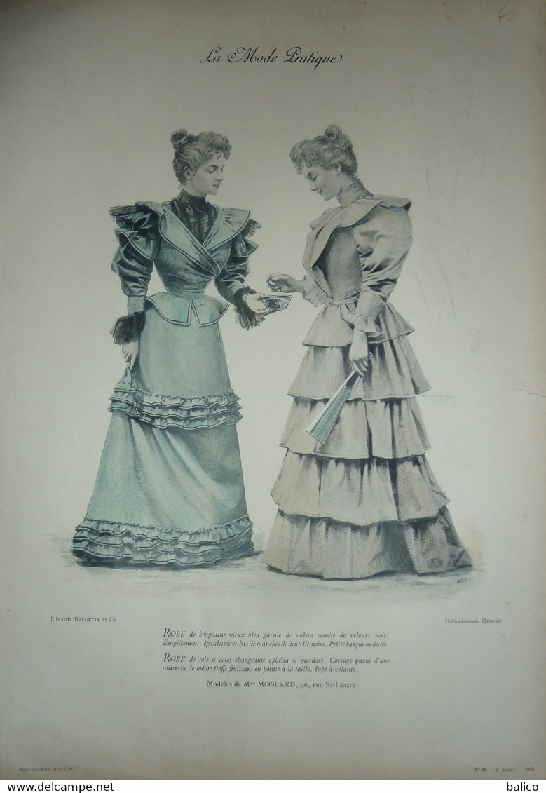 La Mode Pratique 1893 - Gravure D'époque XIXème ( Déstockage Pas Cher) Réf;  A 40 - Avant 1900