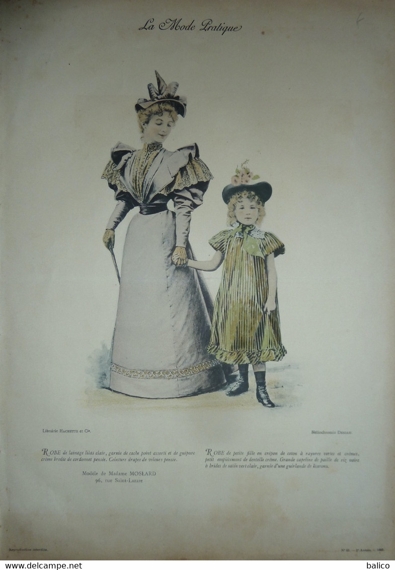 La Mode Pratique 1893 - Gravure D'époque XIXème ( Déstockage Pas Cher) Réf;  A 43 - Voor 1900