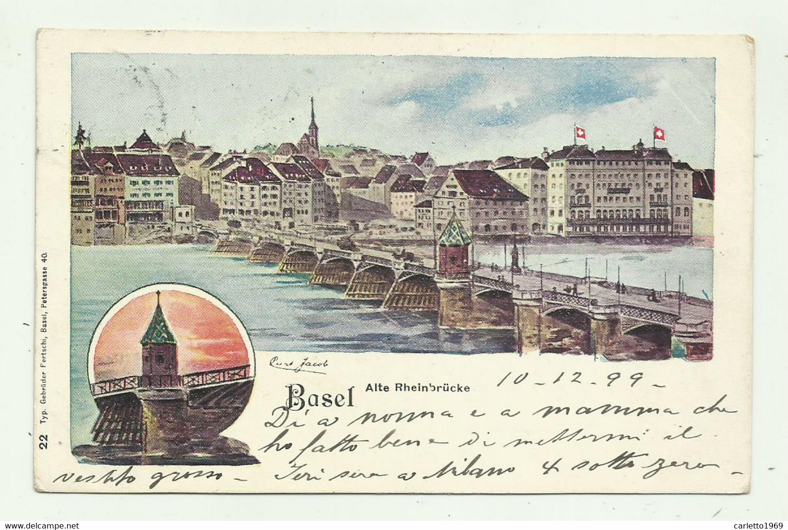 BASEL - ALTE RHEINBRUCKE 1899 VIAGGIATA  FP - Bazel
