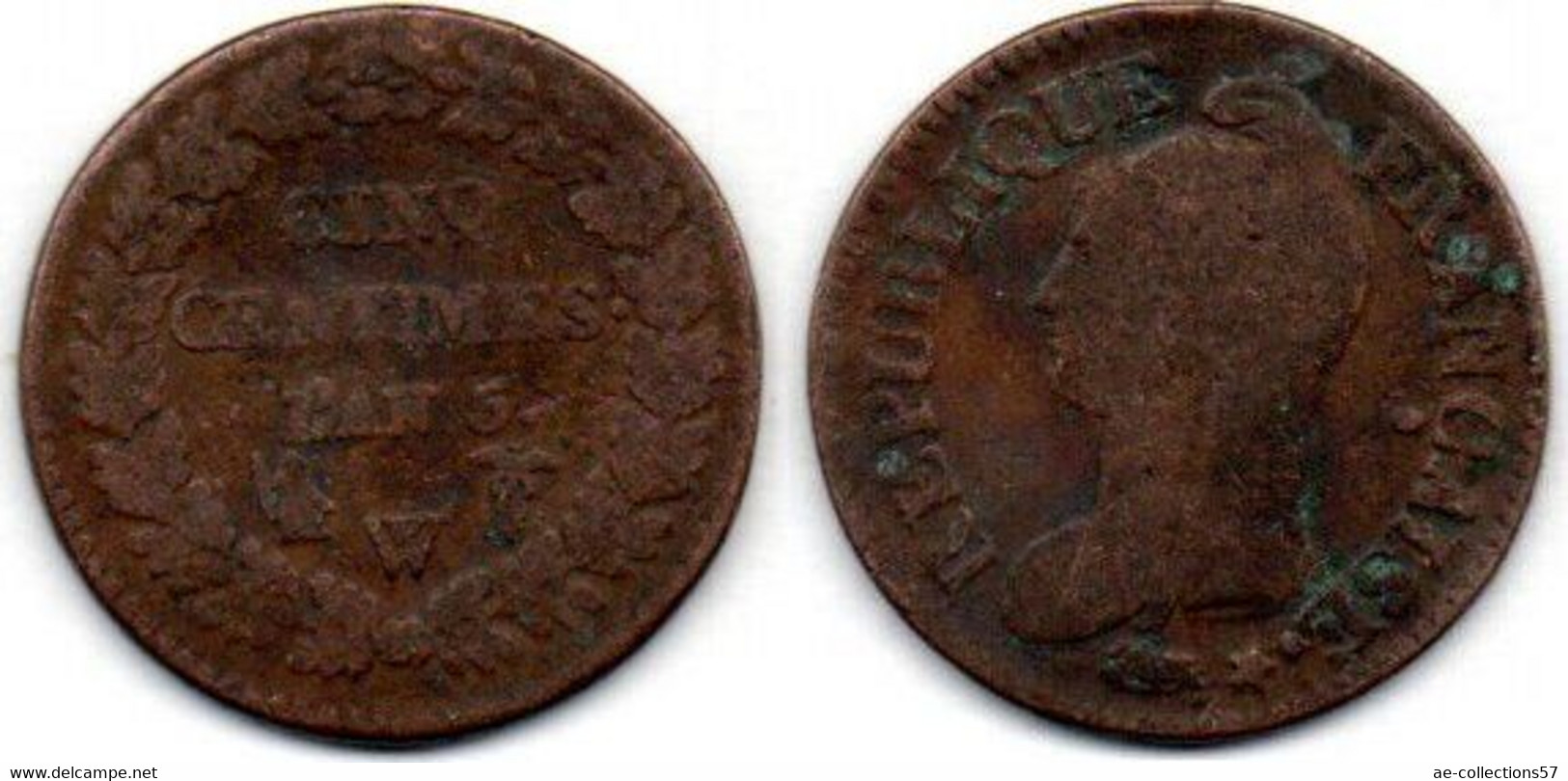 MA 18459 / 5 Centimes An 5 W TB - 1795-1799 French Directory